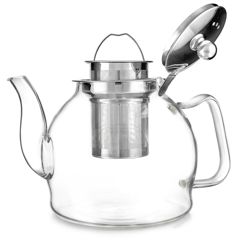 Teabloom Dublin Glass Teapot â€“ Fine Borosilicate Glass â€“ Stovetop and Microwave Safe â€“ Removable Stainless Infuser â€“ Ideal for Loose Leaf Tea â€“ Large Capacity â€“ 40 oz. / 1200 ml (4-5 Cups) - Image 2